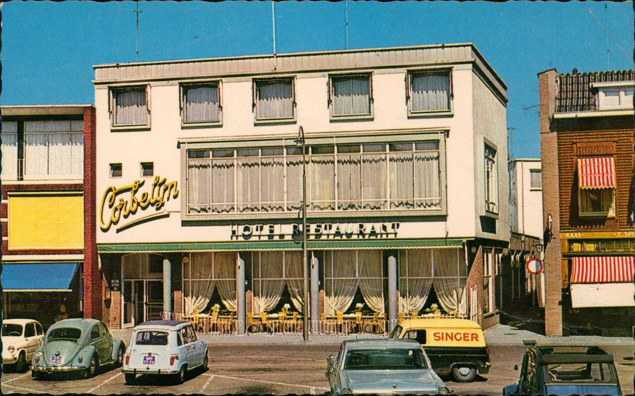 zoom: Image side vintage Postcard from 1972: Hotel-Café-Restaurant CORBELIJN:: Tiel