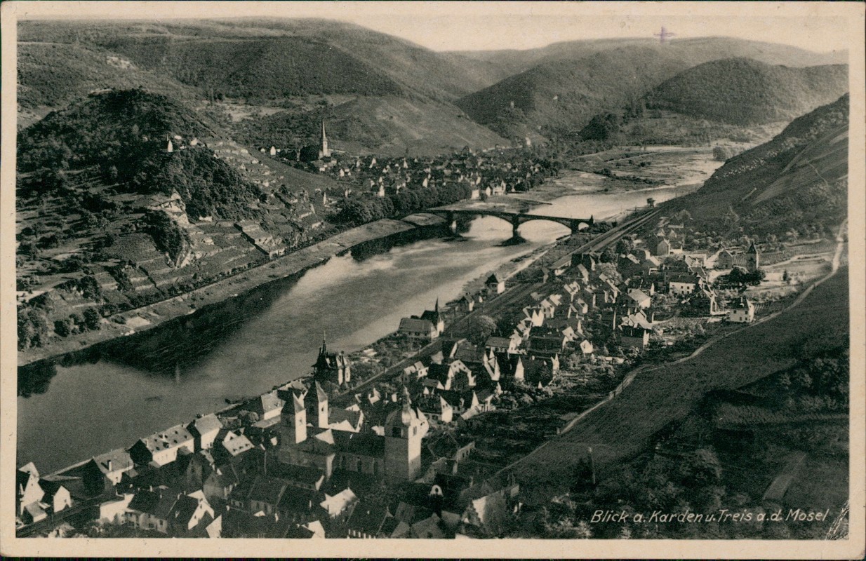 zoom: Image side vintage Postcard from 1937: Stadtblick:: Carden-Treis-Karden