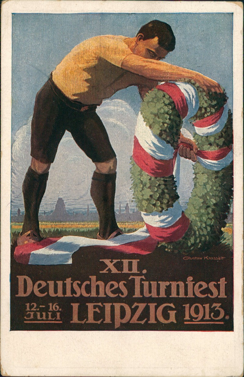 zoom: Image side vintage Postcard from 1913: Deutsches Turnfest  Der Festkranz:: Leipzig