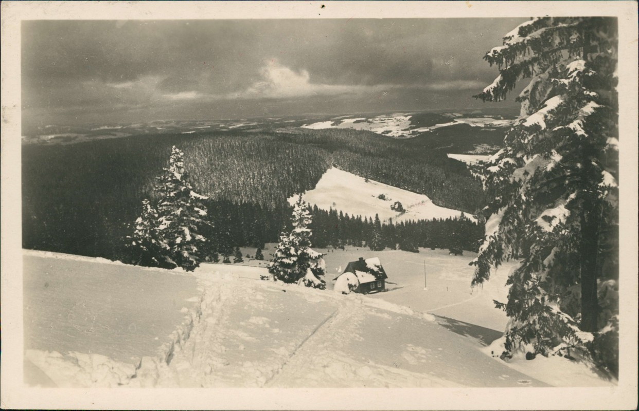 zoom: Image side vintage Postcard from 1935: Winter Baldenweger Buck - Blick nach dem Rinken:: Feldberg (Schwarzwald)