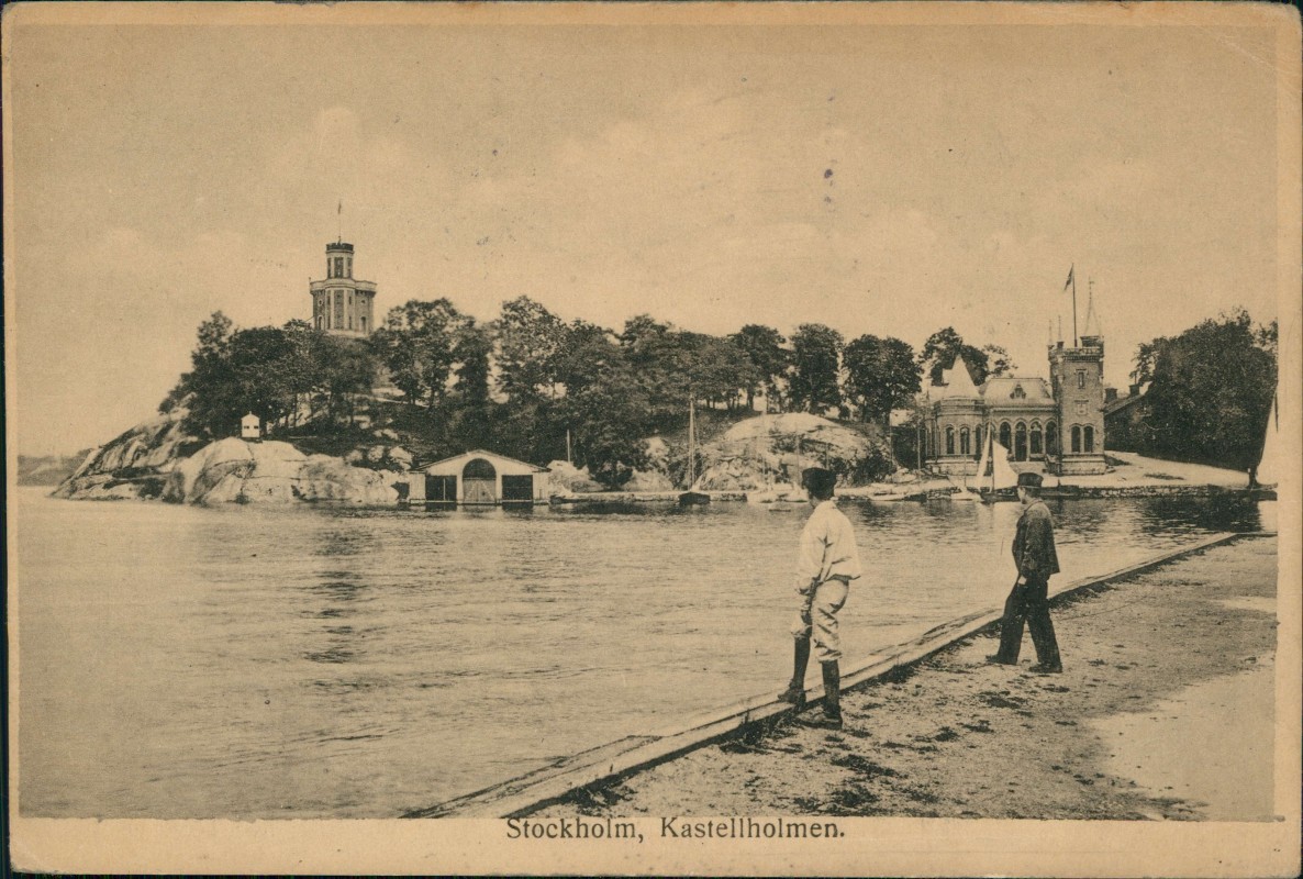zoom: Image side vintage Postcard from 1923: Kastellholmen.:: Stockholm