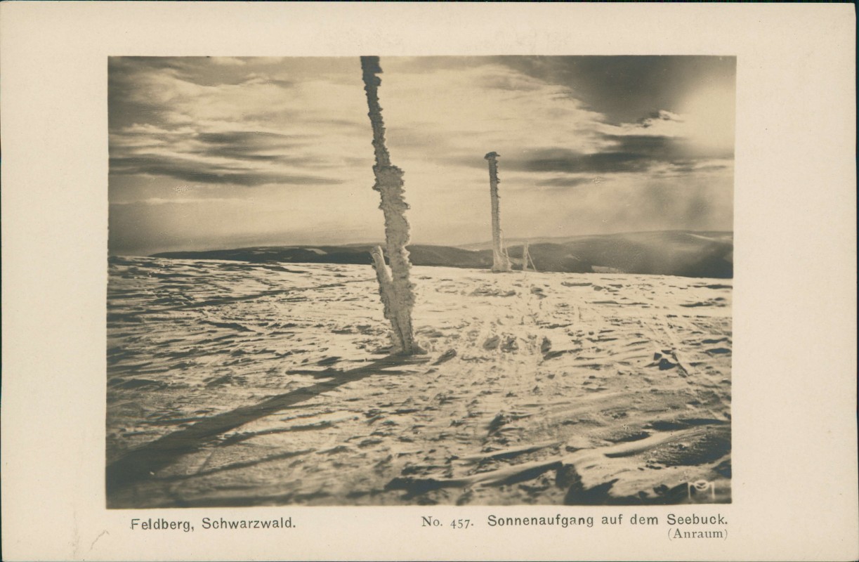 zoom: Image side vintage Postcard from 1930: Sonnenaufgang auf dem Seebuck. Winter Fotokarte:: Feldberg (Schwarzwald)