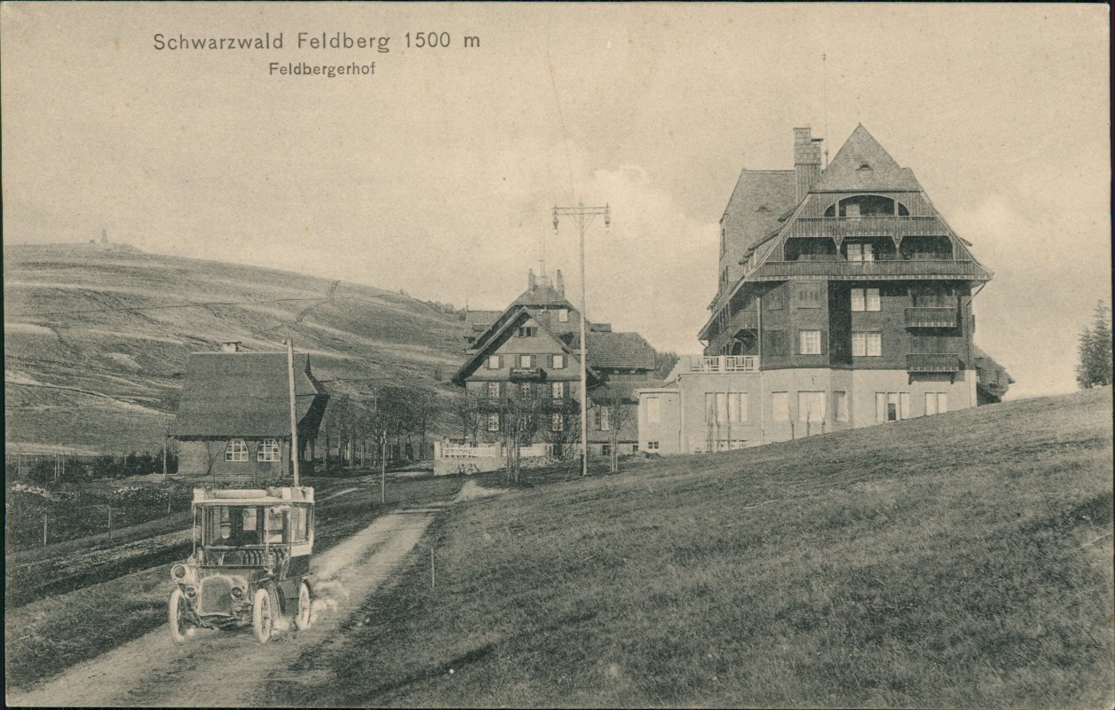 vergrößern: Bildseite historische Ansichtskarte von 1912: Schwarzwald Feldberg Feldbergerhof Auto:: Feldberg (Schwarzwald)