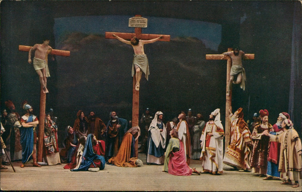 zoom: Image side vintage Postcard from 1922: Passionsspiele Kreuzigung:: Oberammergau