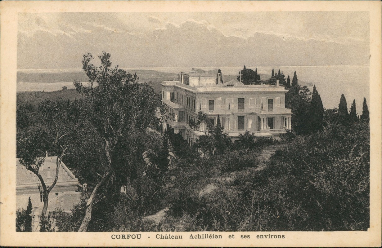 zoom: Image side vintage Postcard from 1924: CORFOU Château Achilléion et ses environs:: Korfu