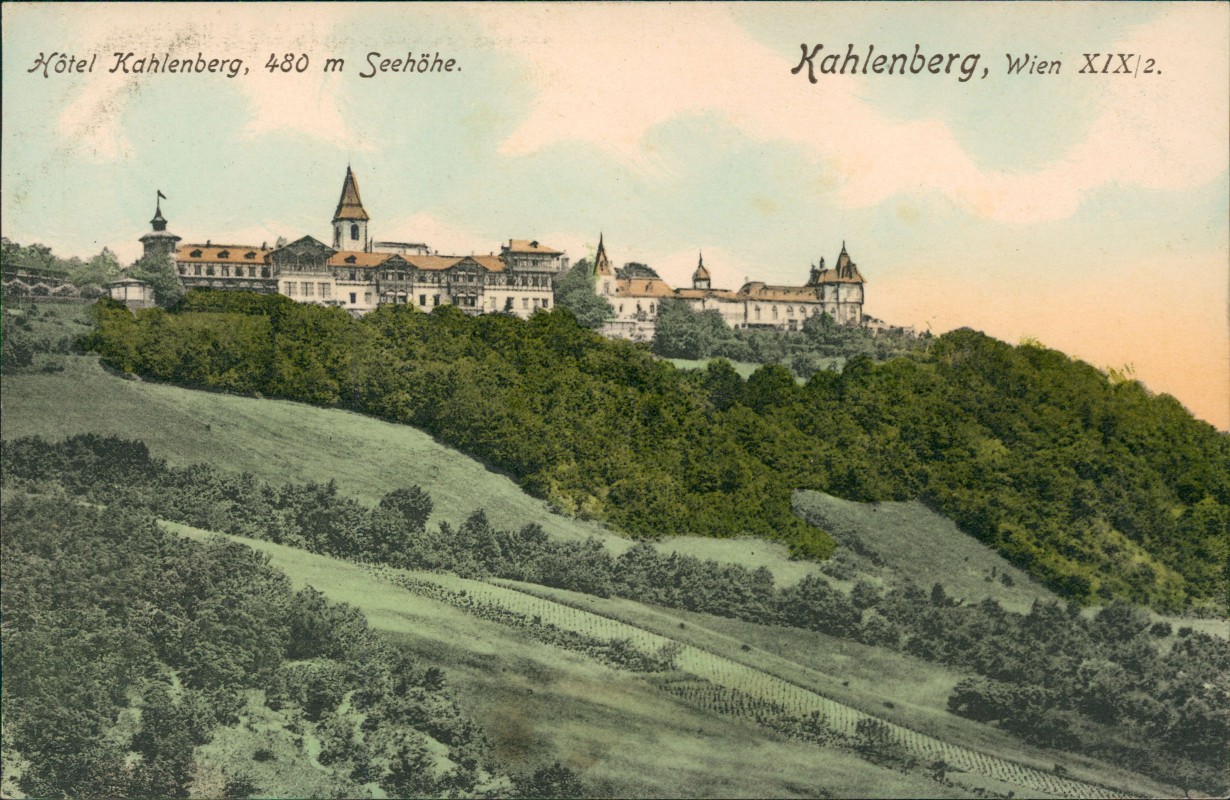zoom: Image side vintage Postcard from 1907: Hôtel Kahlenberg:: Döbling-Vienna