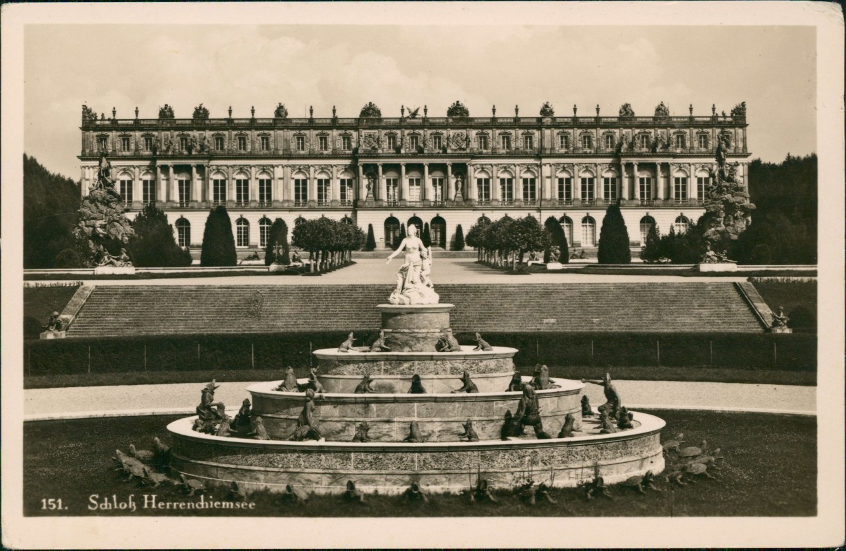 vergrößern: Bildseite historische Ansichtskarte von 1940: Schloß Herrenchiemsee (Castle Building):: Chiemsee