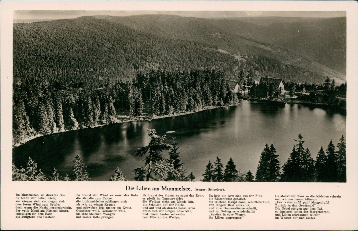 zoom: Image side vintage Postcard from 1940: Mummelsee mit Liedtext von August Schmelzer:: Achern