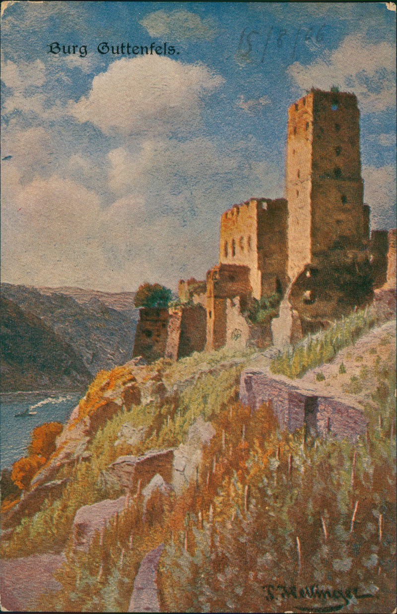 vergrößern: Bildseite historische Ansichtskarte von 1906: Burg Gutenfels Castle Guttenfels:: Kaub