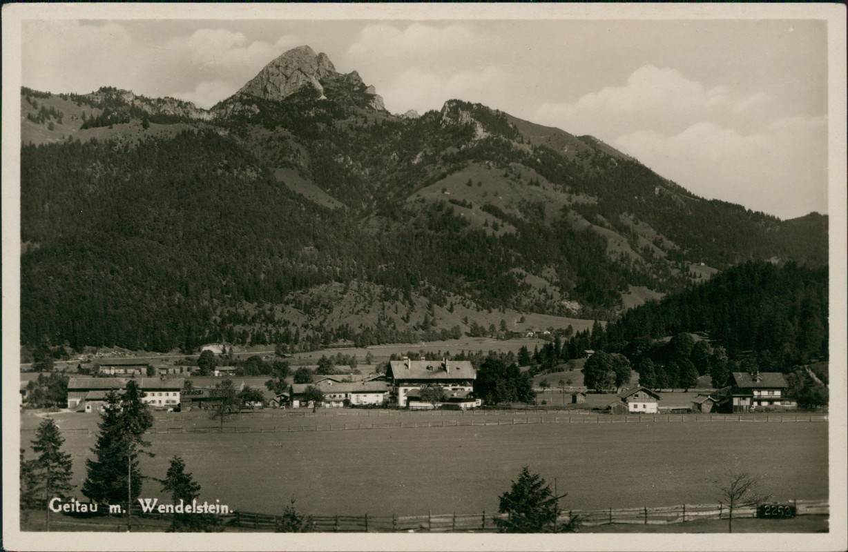 vergrößern: Bildseite historische Ansichtskarte von 1932: Stadtblick:: Geitau-Bayrischzell