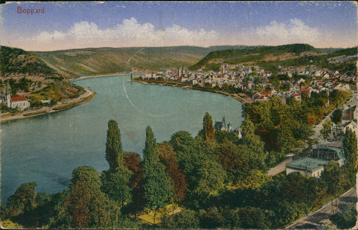 zoom: Image side vintage Postcard from 1919: Panorama-Ansicht:: Boppard