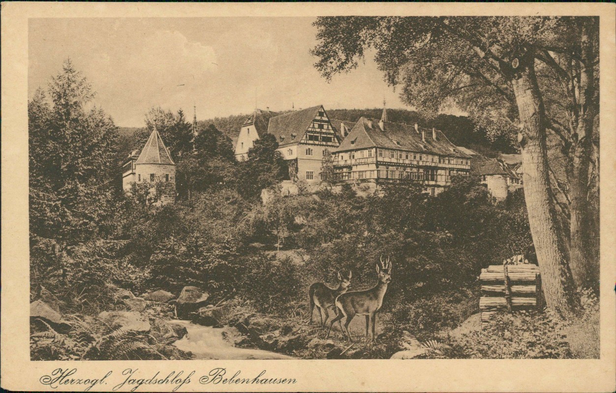 zoom: Image side vintage Postcard from 1927: Herzogliches Jagdschloss Bebenhausen:: Bebenhausen-Tübingen