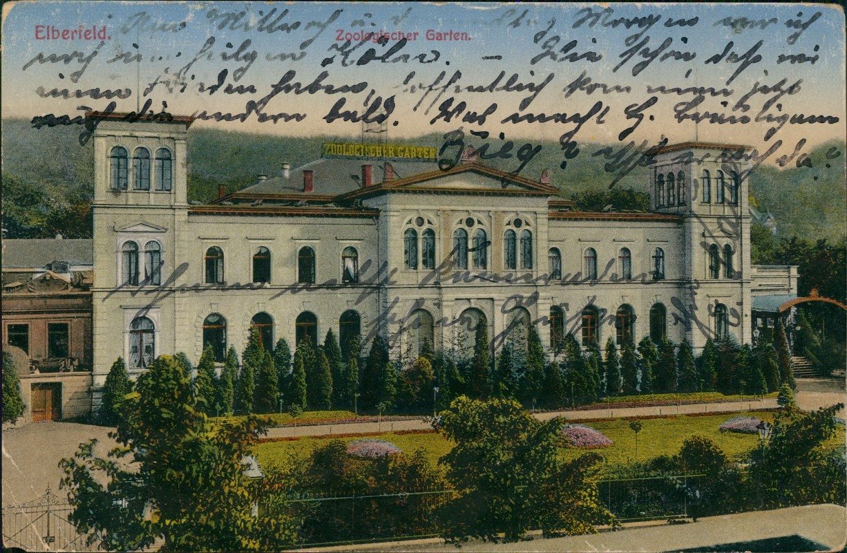 vergrößern: Bildseite historische Ansichtskarte von 1918: Zoologischer Garten:: Elberfeld-Wuppertal