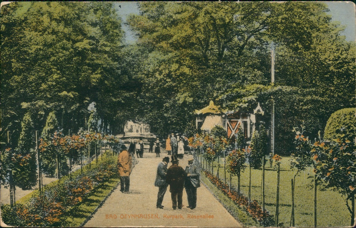 zoom: Image side vintage Postcard from 1915: Kurpark, Rosenallee:: Bad Oeynhausen