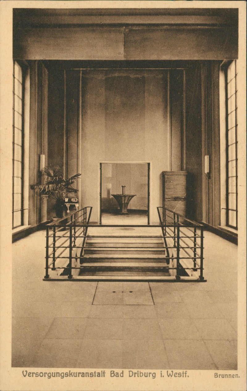 vergrößern: Bildseite historische Ansichtskarte von 1926: Versorgungskuranstalt - Brunnen:: Bad Driburg