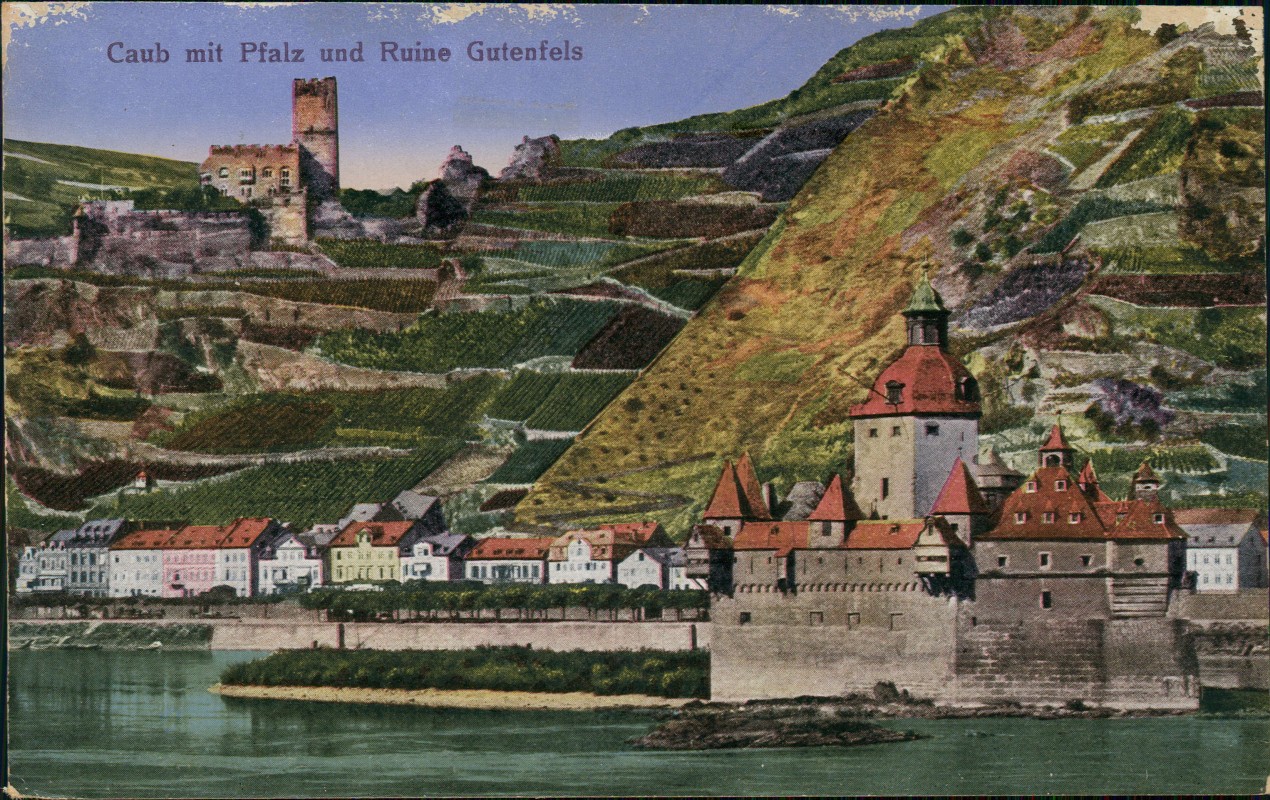 zoom: Image side vintage Postcard from 1919: Burg Pfalzgrafenstein:: Kaub