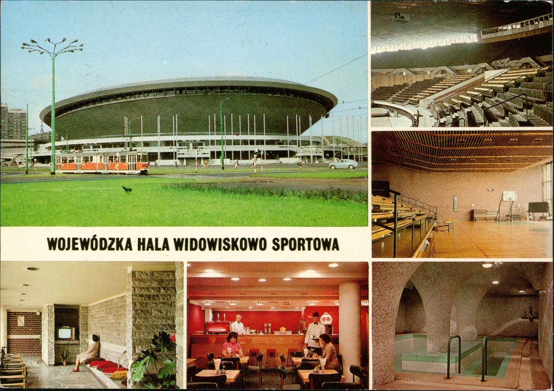 vergrößern: Bildseite historische Ansichtskarte von 1981: Hala Widowiskowo Sportowa MB:: Kattowitz