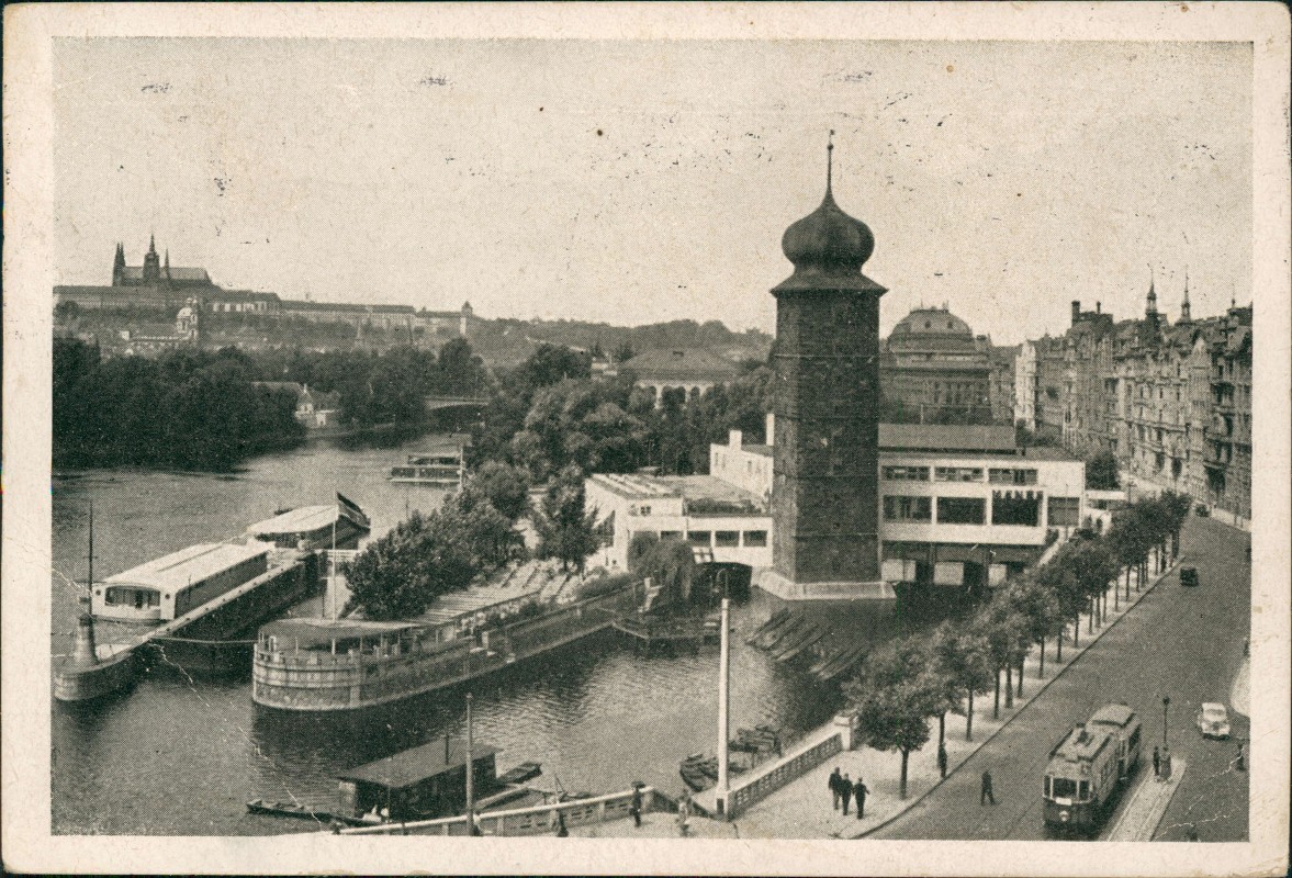 zoom: Image side vintage Postcard from 1944: Mánesúv most / Manes Brücke:: Prague