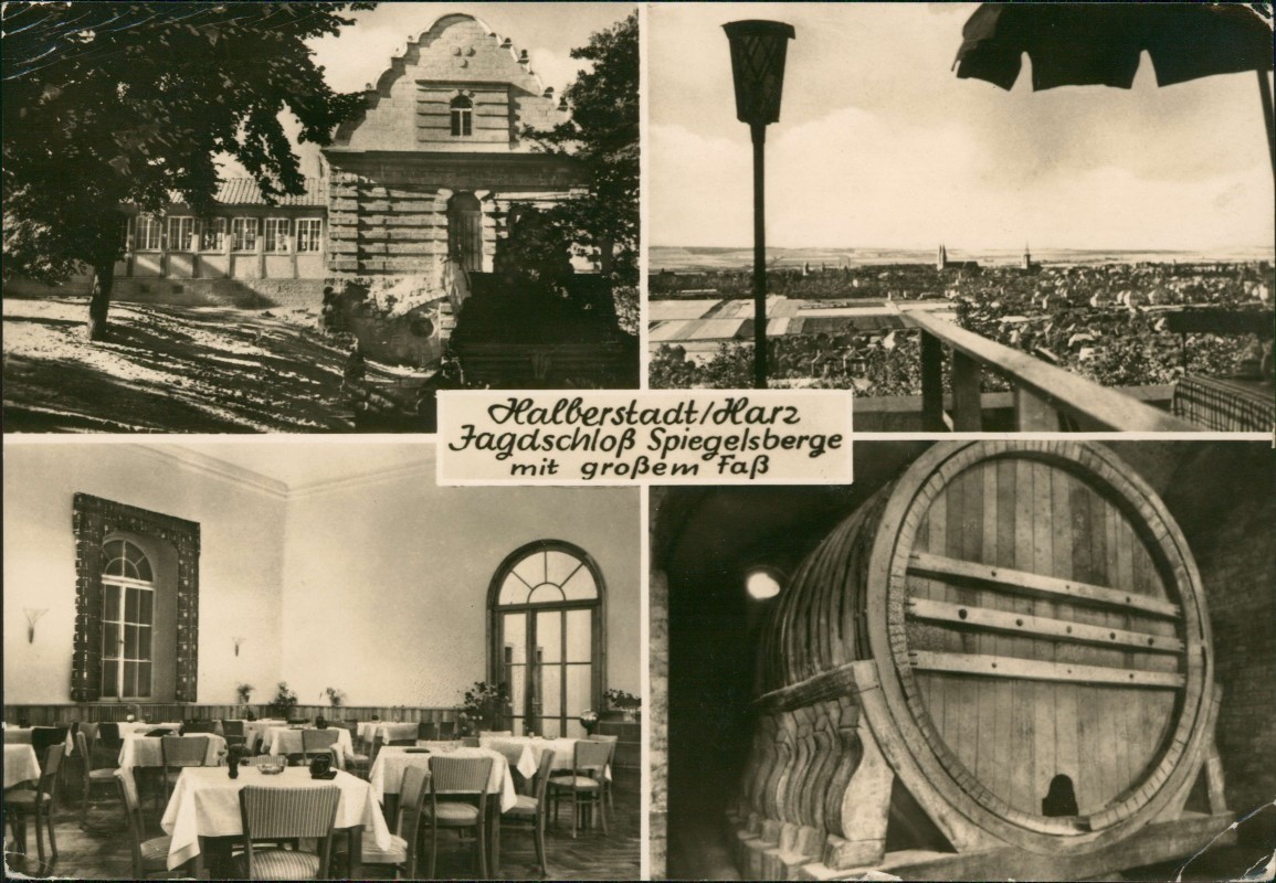 vergrößern: Bildseite historische Ansichtskarte von 1966: Jagdschloß Spiegelsberge 4 Bild:: Halberstadt