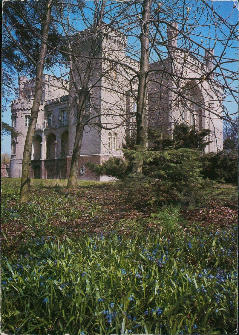 zoom: Image side vintage Postcard from 1985: Schloss Kórnik, Süd-Gartenfassade:: Kórnik