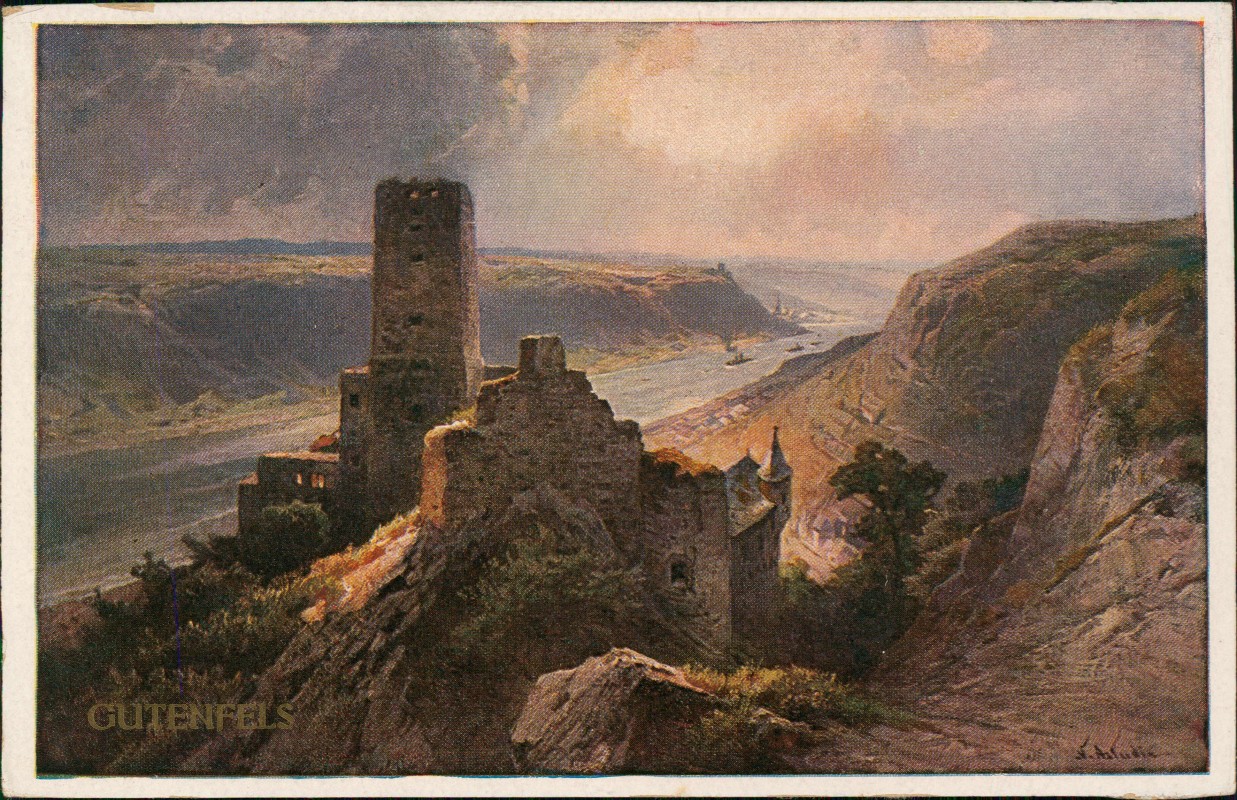 zoom: Image side vintage Postcard from 1920: Burg Gutenfels:: Kaub