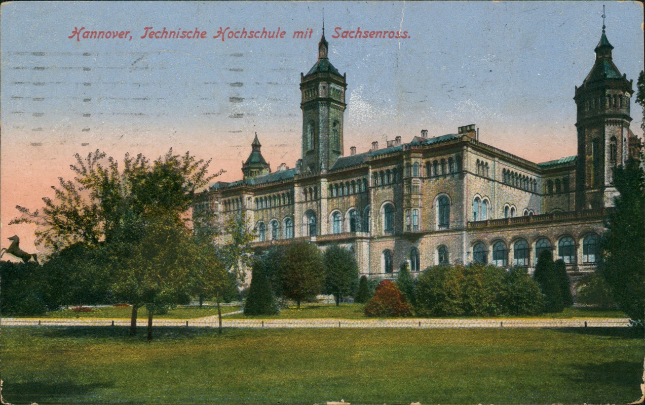 zoom: Image side vintage Postcard from 1921: Technische Hochschule Sachsenross:: Hanover