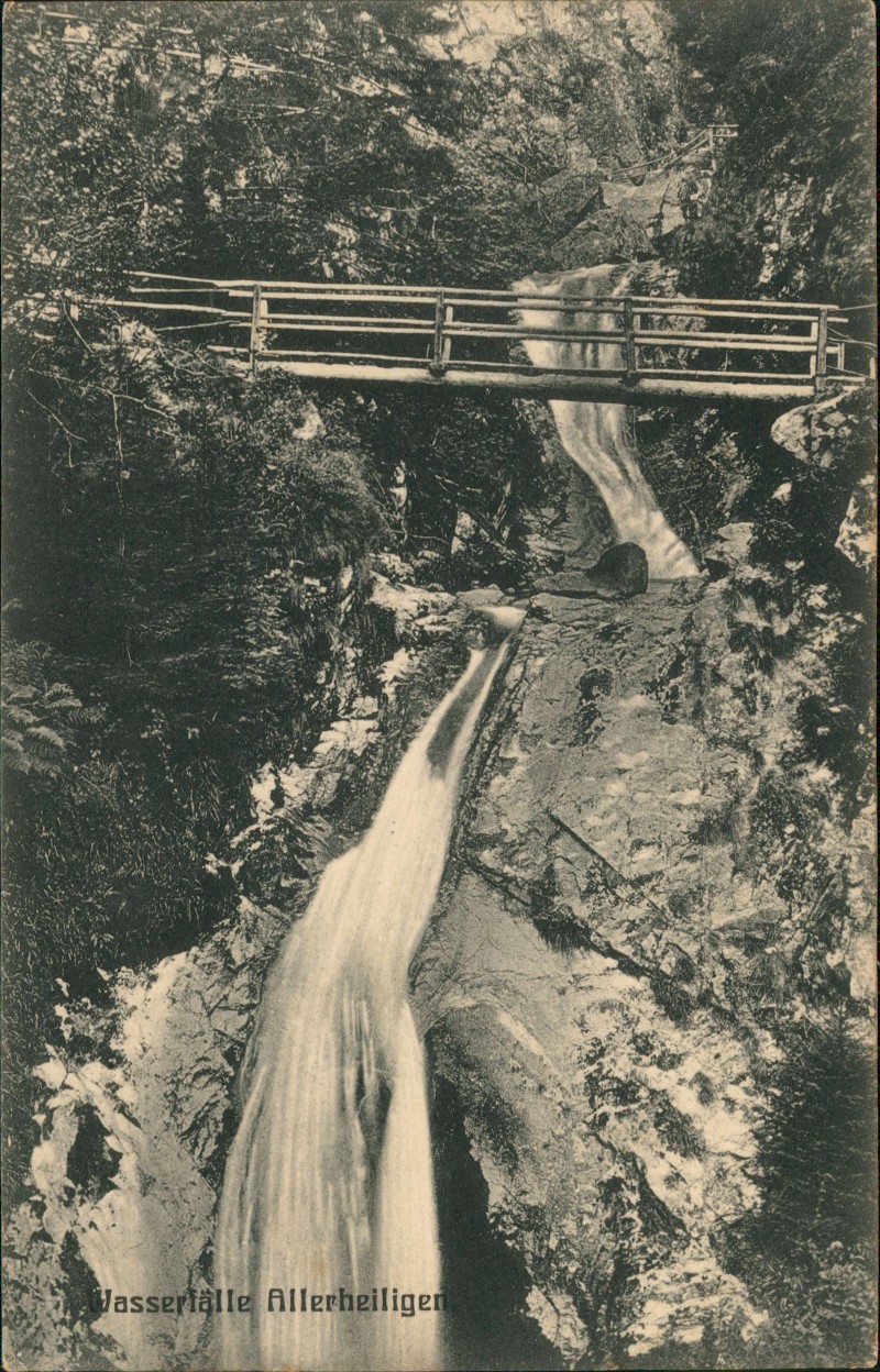 zoom: Image side vintage Postcard from 1911: Wasserfall Allerheiligen Schwarzwald:: Oppenau