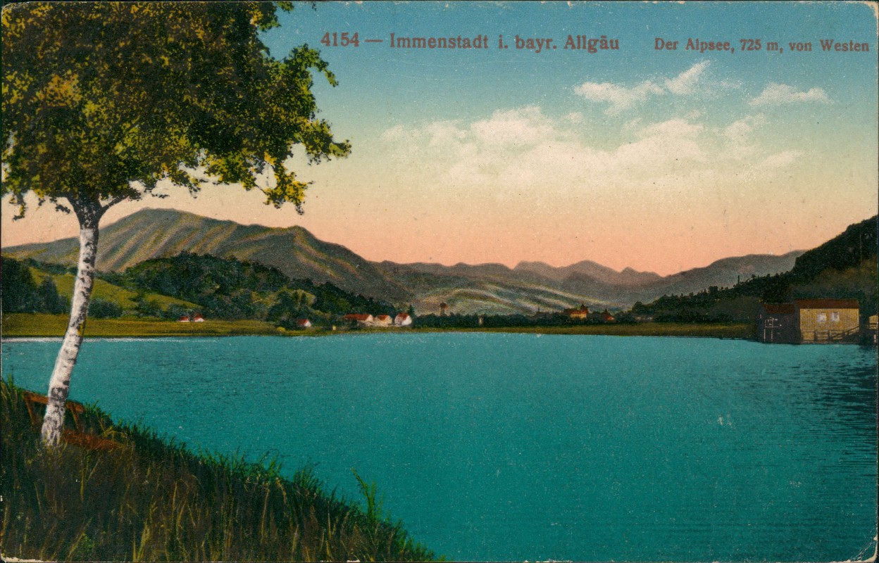 zoom: Image side vintage Postcard from 1917: Der Alpsee von Westen:: Bühl am Alpsee-Immenstadt (Allgäu)