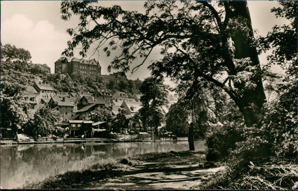 zoom: Image side vintage Postcard from 1957: Partie an der Saale zur DDR-Zeit:: Weissenfels