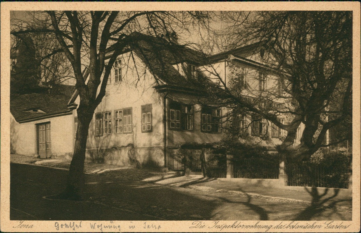 vergrößern: Bildseite historische Ansichtskarte von 1929: Die Inspektorwohnung des botanischen Gartens:: Jena