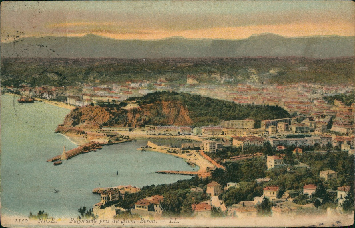vergrößern: Bildseite historische Ansichtskarte von 1903: Panorama pris du Mont-Boron.:: Nizza