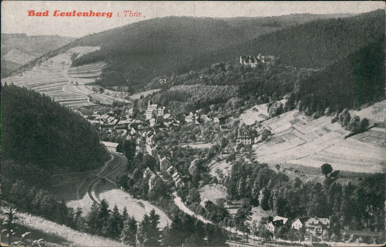 zoom: Image side vintage Postcard from 1926: Stadtpartie:: Leutenberg