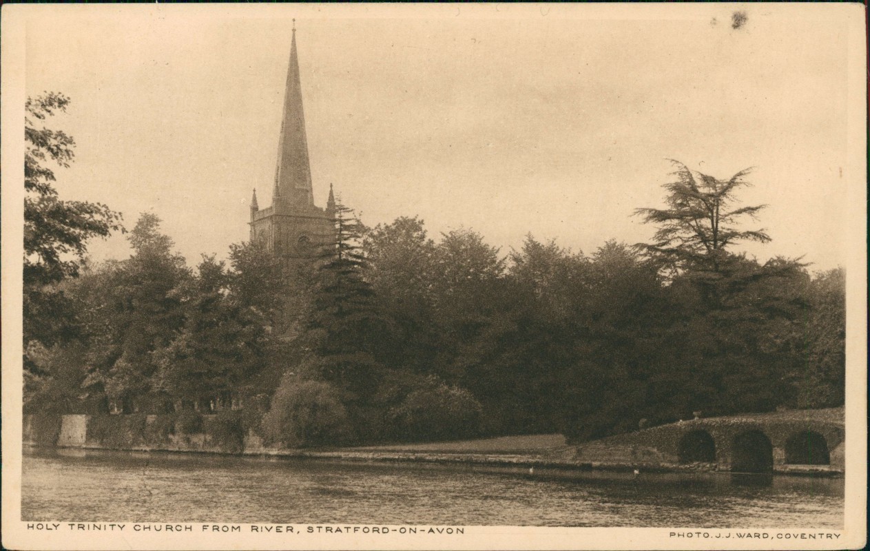 zoom: Image side vintage Postcard from 1934: Holy trinty Church:: Stratford-upon-Avon