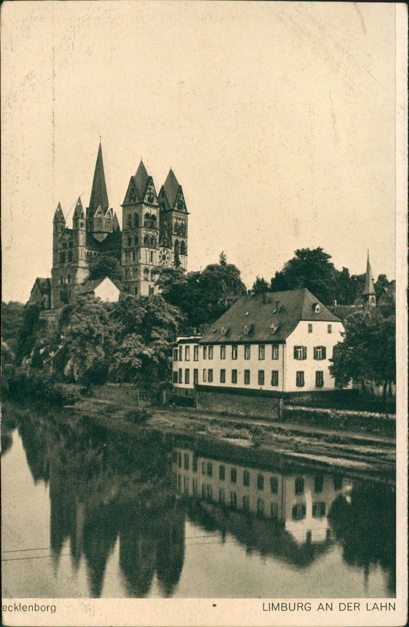 vergrößern: Bildseite historische Ansichtskarte von 1934: Lahnpartie:: Limburg (Lahn)