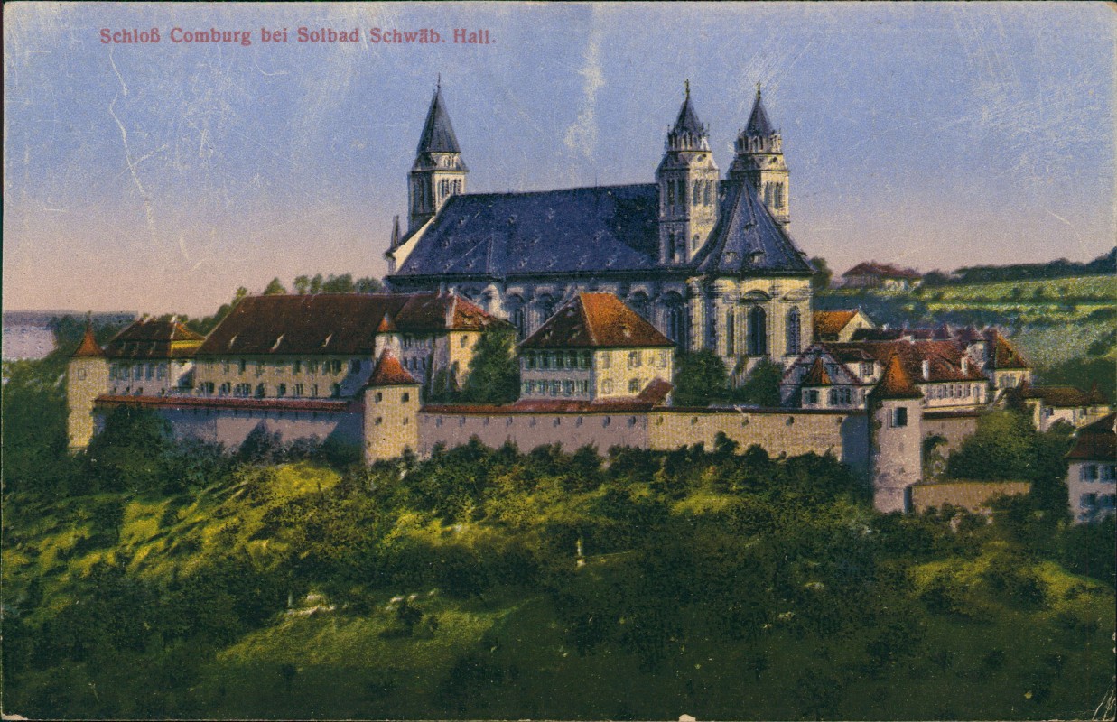 vergrößern: Bildseite historische Ansichtskarte von 1919: Schloss Kloster Comburg:: Schwäbisch Hall