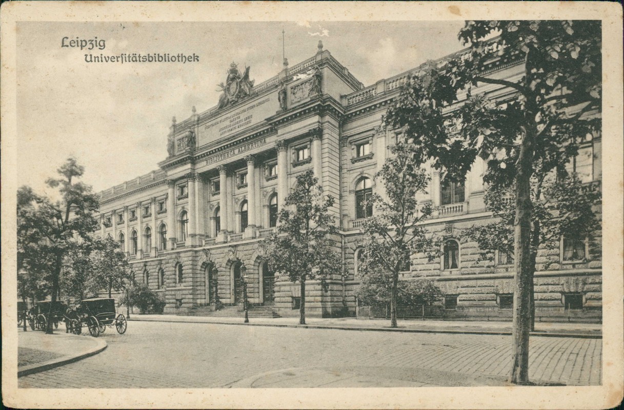 zoom: Image side vintage Postcard from 1916: Universitäts-Bibliothek:: Leipzig