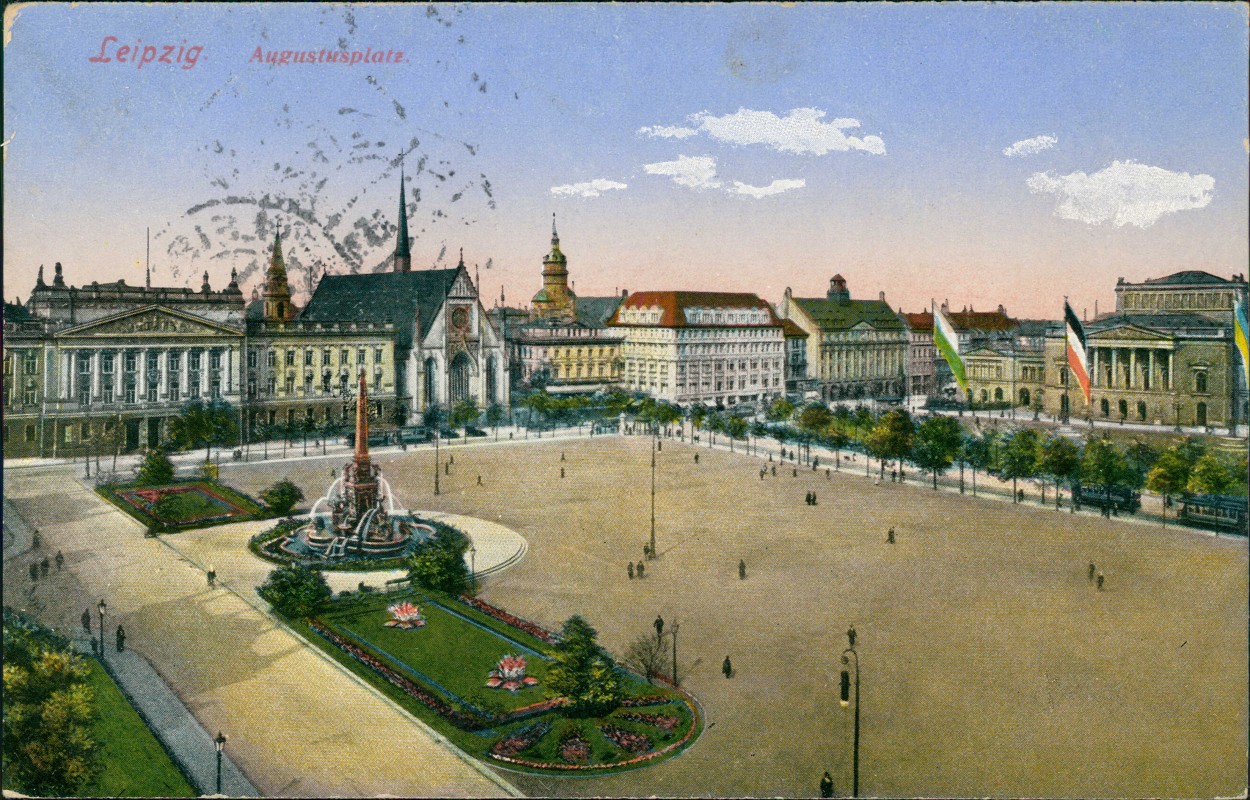 vergrößern: Bildseite historische Ansichtskarte von 1915: Augustusplatz:: Leipzig