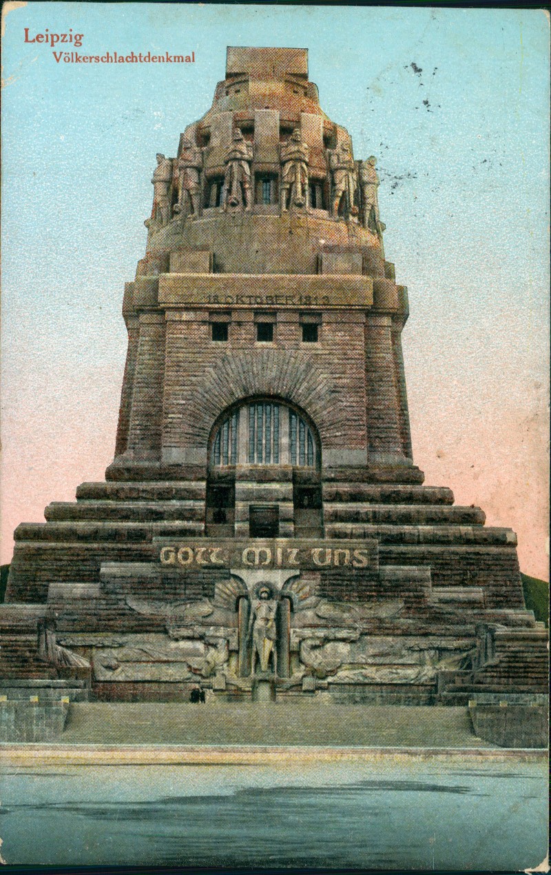 zoom: Image side vintage Postcard from 1916: Völkerschlachtdenkmal Frontalansicht:: Leipzig