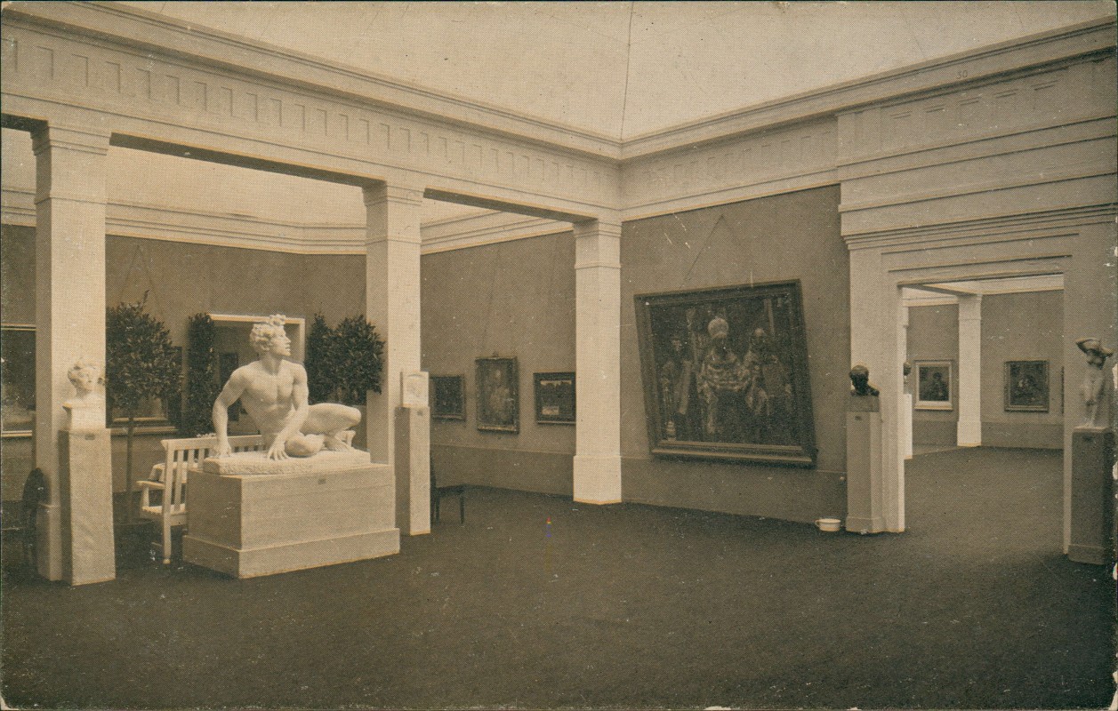 zoom: Image side vintage Postcard from 1908: Große Kunstausstellung Dresdner Saal:: Dresden