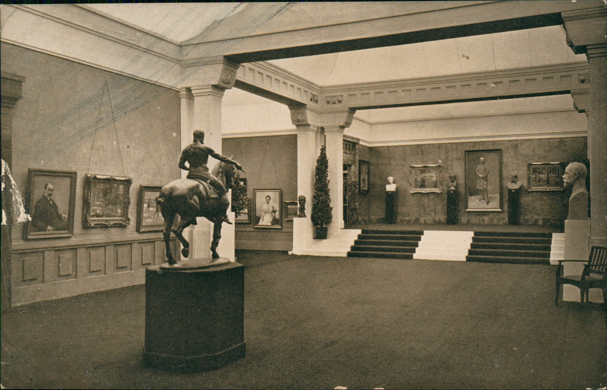 zoom: Image side vintage Postcard from 1908: Große Kunstausstellung Berliner Saal:: Dresden