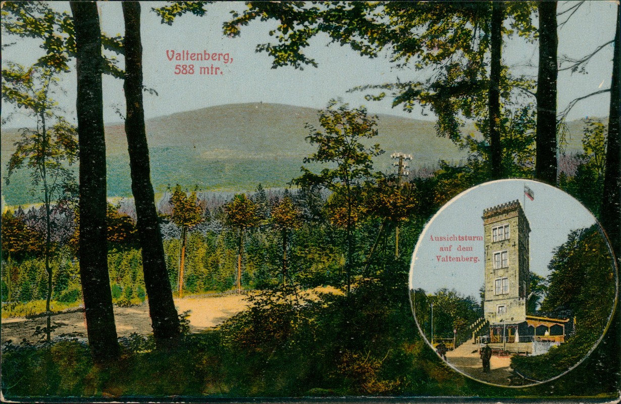 zoom: Image side vintage Postcard from 1917: Valtenberg Gasthaus 2 Bild:: Oberneukirch | Wjazońca