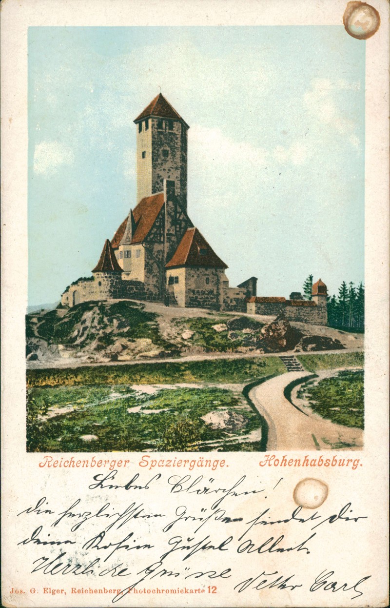 vergrößern: Bildseite historische Ansichtskarte von 1905: Hohenhabsburg. Böhmen:: Reichenberg