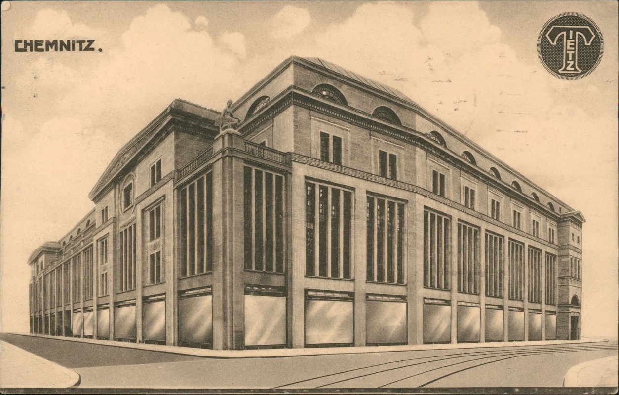 zoom: Image side vintage Postcard from 1916: Kaufhaus Tietz Neubau:: Chemnitz