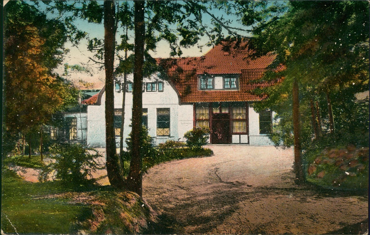 vergrößern: Bildseite historische Ansichtskarte von 1916: Gasthaus Deutsche Eiche Vareler Wald:: Varel