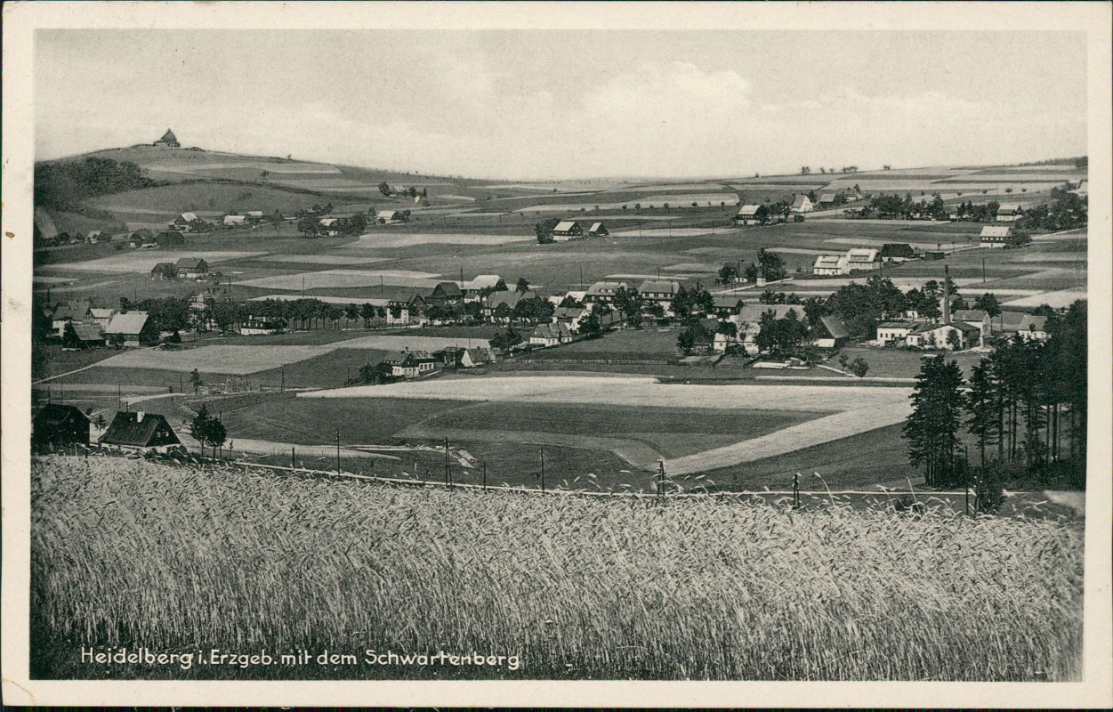 zoom: Image side vintage Postcard from 1944: mit dem Schwartenberg:: Heidelberg (Erzgebirge)-Seiffen (Erzgebirge)