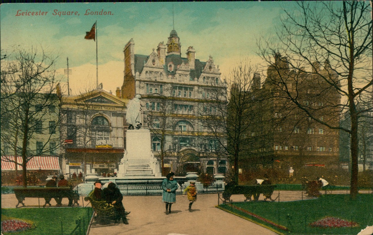 vergrößern: Bildseite historische Ansichtskarte von 1912: Leicester Square:: London