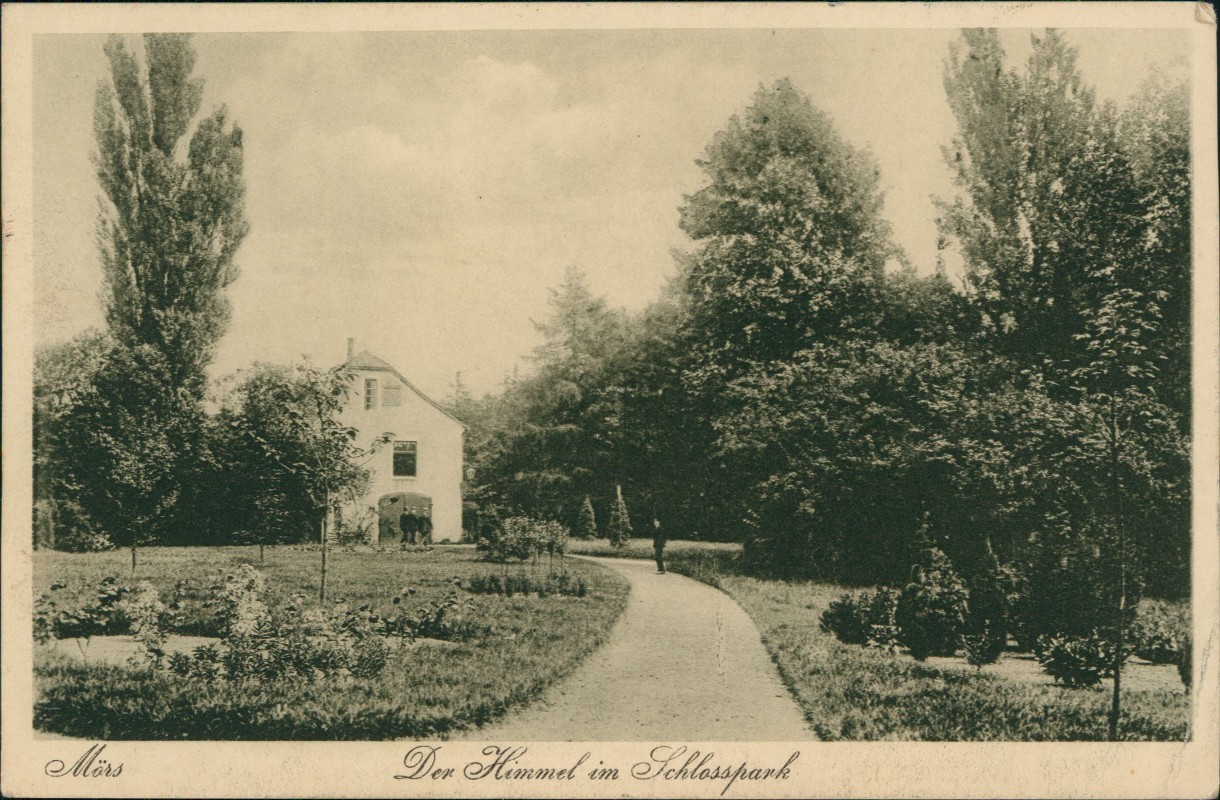 zoom: Image side vintage Postcard from 1918: Der Himmel im Schlosspark:: Moers