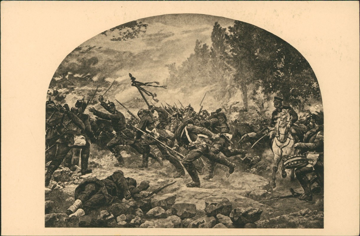 zoom: Image side vintage Postcard from 1918: Zeughaus Gemälde Sturm auf St. Privat 1870:: Berlin