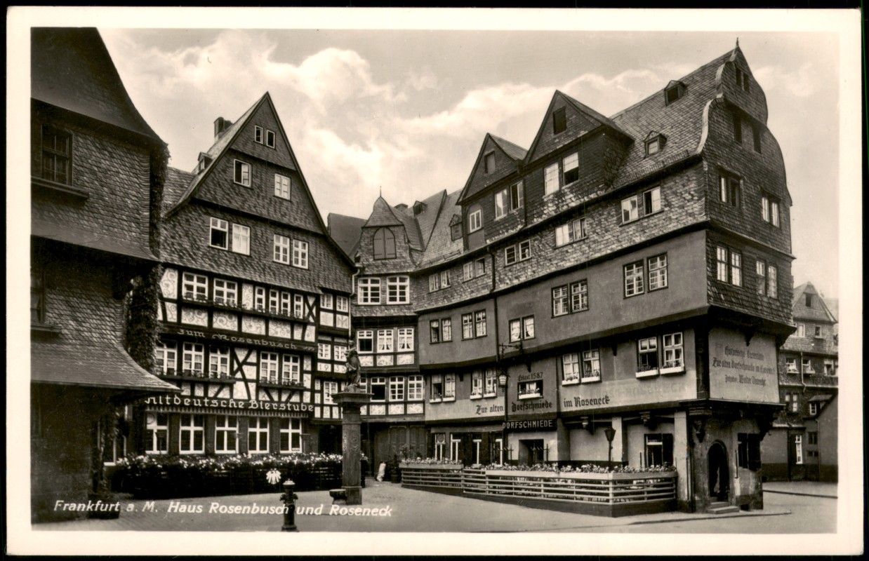 zoom: Image side vintage Postcard from 1930: Haus Rosenbusch und Roseneck:: Frankfurt am Main