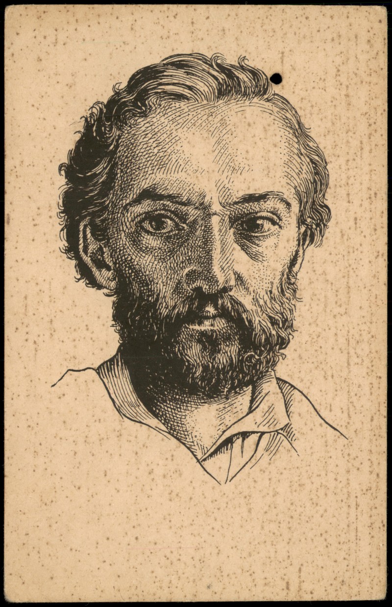 zoom: Image side vintage Postcard from 1920: Künstlerkarte KAREL HYNEK MÁCHA NAŠI BOHATÝŘIDle perokresby St. Kulhánka::